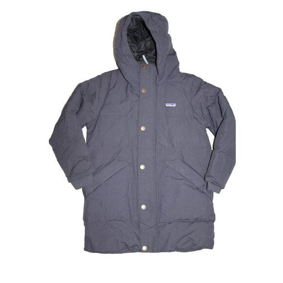 Boys PATAGONIA Downdrift Parka Ski Snowboard Black Winter Coat Size Small 7-8 - Picture 1 of 9